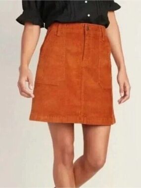 OLD NAVY Corduroy Mini Skirt 6 Rust Orange EUC